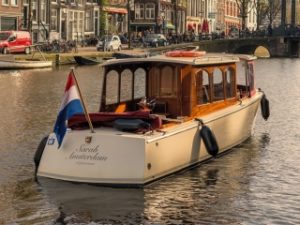 Sarah small electric saloon boat Amsterdam